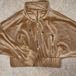 Fashion Nova velour zip up crop jacket L